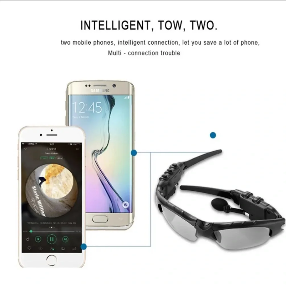 Wireless Headset Sunglasses with Mic & Noise Reduction